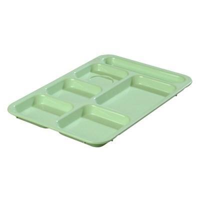 Carlisle 614R09 10" X 14-3/8" Green ABS Plastic Right Hand 6 Compartment Tray