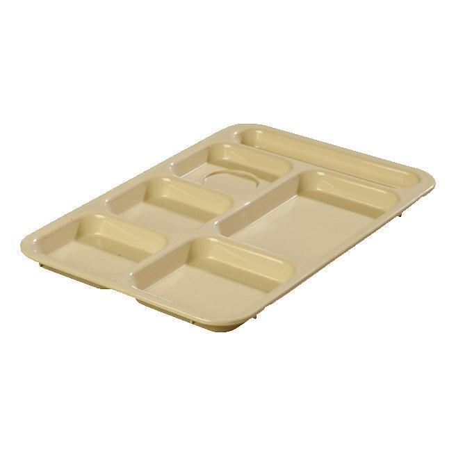 Carlisle 614R25 10" X 14-3/8" Tan ABS Plastic Right Hand 6 Compartment Tray