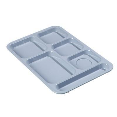 Carlisle 614R59 10" X 14-3/8" Slate Blue ABS Plastic Right Hand 6 Compartment Tray