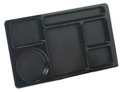 Carlisle 61503 Space Saver 8-3/4" X 15" Black ABS Plastic 6 Compartment Tray