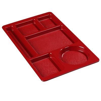 Carlisle 61505 Space Saver 8-3/4" X 15" Red ABS Plastic 6 Compartment Tray