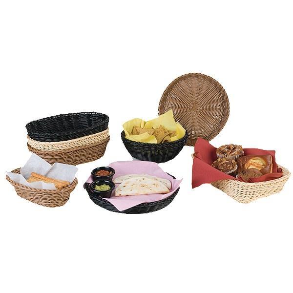 Carlisle 655325 9" Round Bread Basket, Polypropylene, Caramel