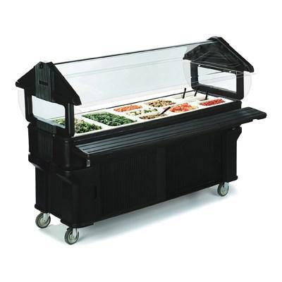 Carlisle 661108 Portable Food Bar - (5) Full-Size Pan Capacity, Sneeze Guard, Forest Green