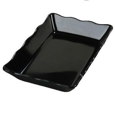 Carlisle 793003 3.4 Qt. Black Scalloped Melamine Deli Crock