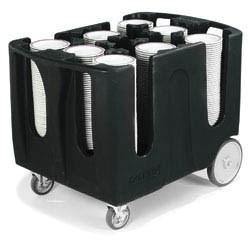 Carlisle ADD603 Black Optimizer Adjustable 6 Stack Dish Dolly with 6 Dividers