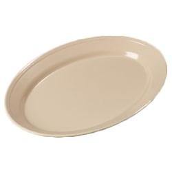 Carlisle ARR12025 12" X 8-1/2" Tan Rimmed Oval Platter