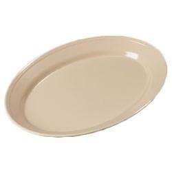 Carlisle ARR12025 12" X 8-1/2" Tan Rimmed Oval Platter