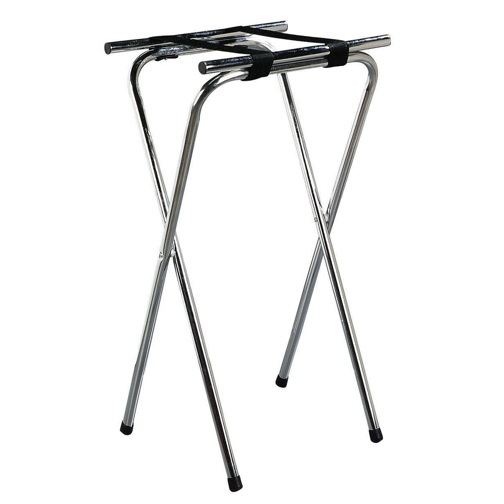 Carlisle C3625T38 Folding Tray Stand - 19" X 16" X 36", (2) Black Straps, Chrome