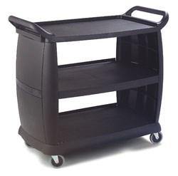 Carlisle CC224303 3 Shelf Oversized Black Utility Cart 300 Lb. Capacity