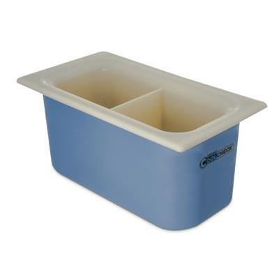 Carlisle CM1103C1402 1/3 Size Coldmaster Coolcheck Food Pan - Plastic, White/Blue