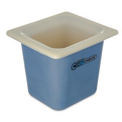 Carlisle CM1104C1402 1/6 Size Coldmaster Coolcheck Food Pan, 6" Deep, 1 3/5 Qt Capacity, White/Blue