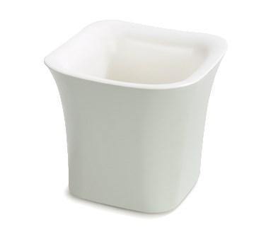 Carlisle CM1401440 Designer Coldmaster 2 Qt. White / Pewter Flared 7-1/2" Square Crock