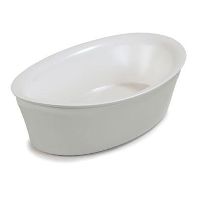 Carlisle CM1402440 Designer Coldmaster 5 Qt. White / Pewter Flared 19" X 11" Oval Crock