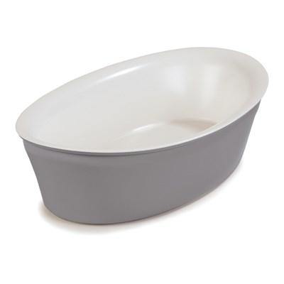 Carlisle CM1402441 Designer Coldmaster 5 Qt. White / Charcoal Flared 19" X 11" Oval Crock