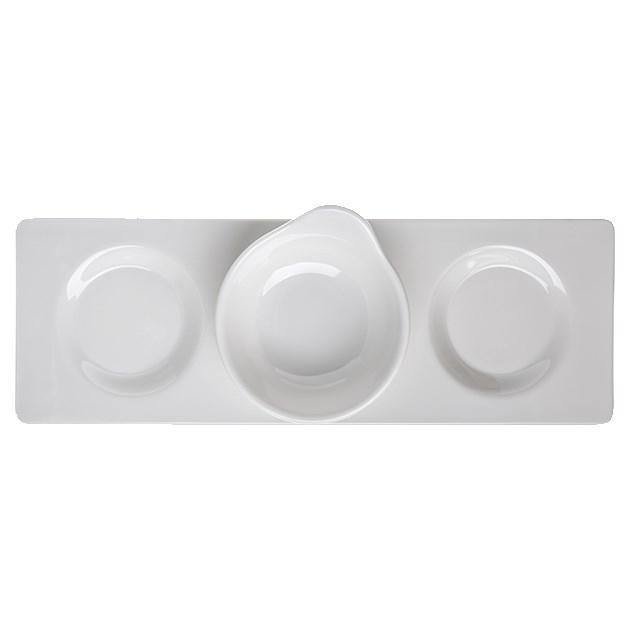 Carlisle HAL1202 Halcyon 11" X 3-3/4" Bone White 3-Compartment Melamine Tray