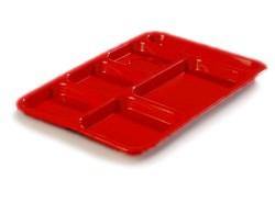 Carlisle P614R05 10" X 14-3/8" Red Right Hand 6 Compartment Tray