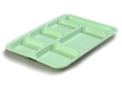 Carlisle P614R09 10" X 14-3/8" Green Right Hand 6 Compartment Tray