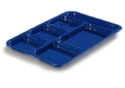 Carlisle P614R14 10" X 14-3/8" Blue Right Hand 6 Compartment Tray