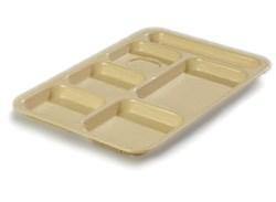 Carlisle P614R25 10" X 14-3/8" Tan Right Hand 6 Compartment Tray