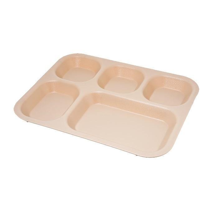 Carlisle PCD80125 10" X 14" Tan 5 Compartment Polycarbonate Tray