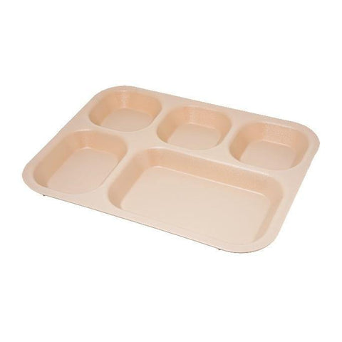 Carlisle PCD80125 10" X 14" Tan 5 Compartment Polycarbonate Tray