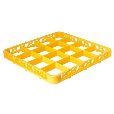 Carlisle RE16C04 Opticlean 16 Compartments Yellow Color-Coded Glass Rack Extender