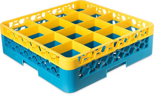 Carlisle RG16-1C411 Opticlean 16 Compartments Yellow Color-Coded Glass Rack with 1 Extender