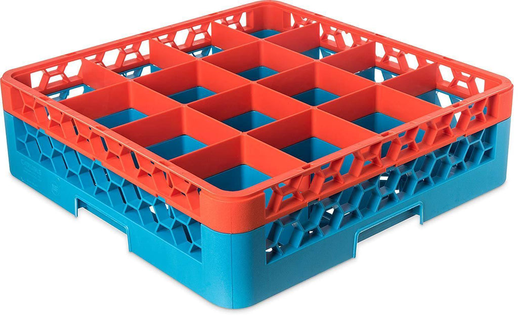 Carlisle RG16-1C412 Opticlean 16 Compartments Orange Color-Coded Glass Rack with 1 Extender