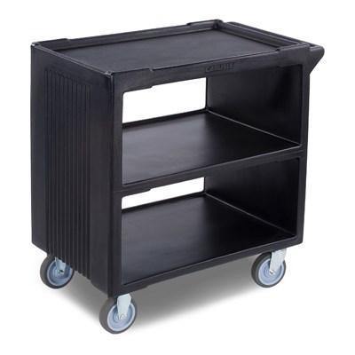 Carlisle SBC23003 3 Shelf Black Bus / Utility Cart - 500 Lb. Capacity
