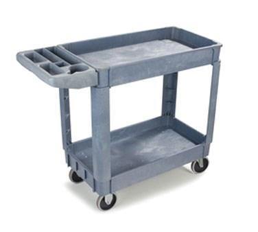Carlisle UC452523 Gray Large Bin Top 2-Shelf Utility Cart