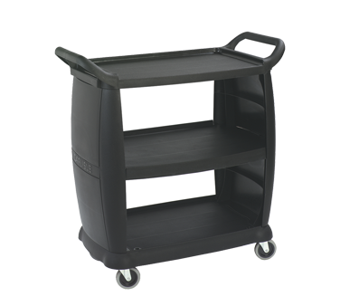 Carlisle CC203603 3-Tier Bus Cart, 36"L x 18"W, Polypropylene, Black