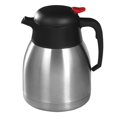 Winco CF-1.2 Carafe with Black/Red Push Button Top - 1.2 Liter