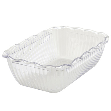 Winco CRK-10C Deli Crock, 10" x 7" x 3", rectangular, fluted, BPA free, SAN, clear