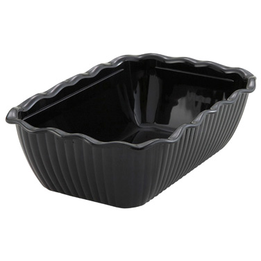 Winco CRK-10K Deli Crock, 10" x 7" x 3", rectangular, fluted, BPA free, SAN, black