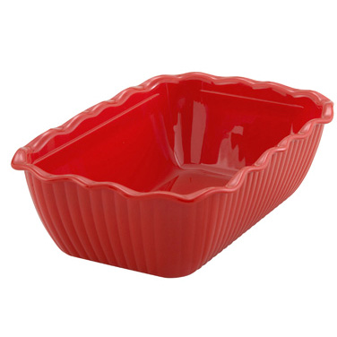 Winco CRK-10R Deli Crock, 10" x 7" x 3", rectangular, fluted, BPA free, SAN, red