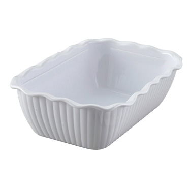 Winco CRK-10W Deli Crock, 10" x 7" x 3", rectangular, fluted, BPA free, SAN, white