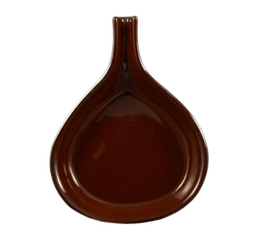 CAC China FP-18-BWN Festiware Fry Pan Server, 18 oz., 10"L x 8-1/4"W x 1-1/4"H, pear shape, with handle, brown
