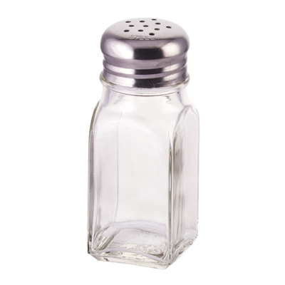 Winco G-109 Glass Shaker, 2 oz., square, with mushroom top, glass