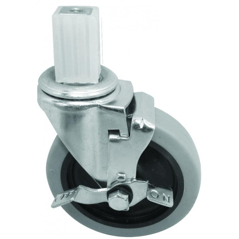 GSW USA KS6114 Square Stem Caster With Side-Brake, 5" Dia., 6-1/2"H, 7/8" X 7/8"X 2"