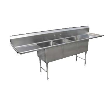 GSW USA SE10143D Three Tubs Sink with 2 Drain Boards, 54-3/8"W X 21"D X 41"H, ETL