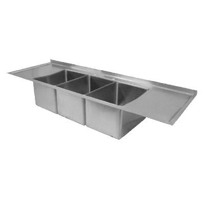 GSW USA SH12123DDN Three Tubs Marine Edge Drop-In Deck Mount Sink, 60"W X 18"D X 14"H