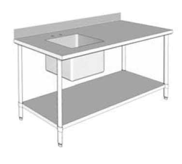 GSW USA WT-PS3060L Work Table with Prep Sink, 60"W X 30"D X 35"H, ETL