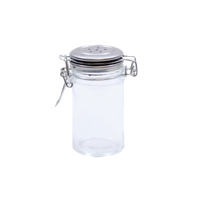 TableCraft Products H2S&P Salt/Pepper Shakers, 2 oz., 1-3/4" dia. x 3-3/8"H, with stainless steel clip top, sealable, glass, transparent