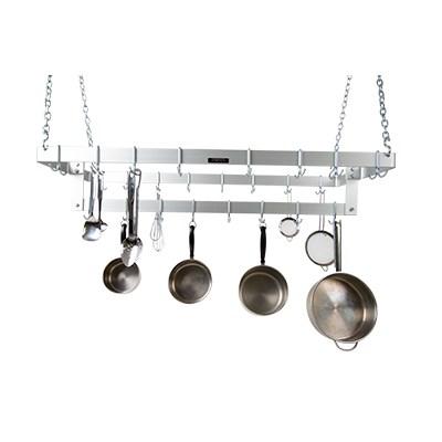 H.A. Sparke PPC-6 Pot & Pan Rack, ceiling mount, triple, 48"L x 21"W, (24) plated steel double hooks, alloy aluminum, Made in USA