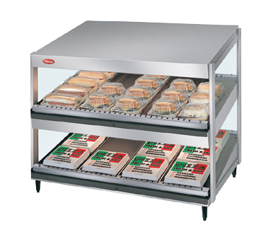 Hatco GRSDS36D Glo-Ray® Merchandising Warmer, countertop, 36" long, (14) rods, pass thru design, with (2) shelves, forward-slanted shelves, cULus, UL EPH Classified, Made in USA