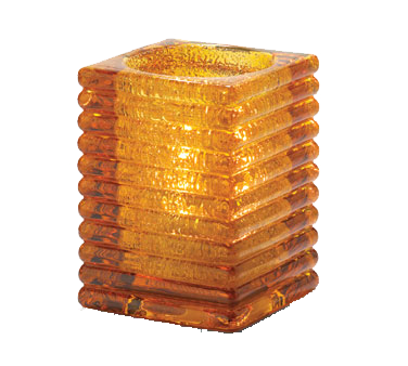 Hollowick 1511AJ Rib Block Lamp, horizontal, square, accommodates Hollowick's HD12, HD17 or HD26 disposable fuel cells, glass, amber jewel