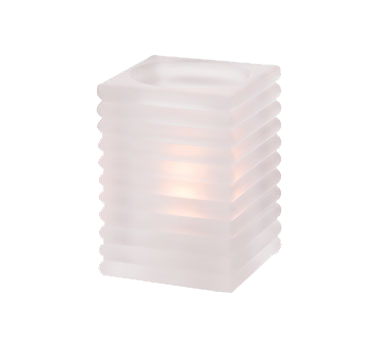 Hollowick 1511SC Rib Block Lamp, horizontal, square, accommodates Hollowick's HD12, HD17 or HD26 disposable fuel cells, glass, satin crystal