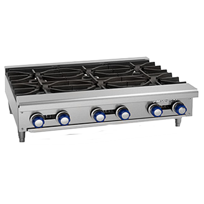 Imperial IHPA-6-36 Hotplate, gas, countertop, 36", (6) open burners
