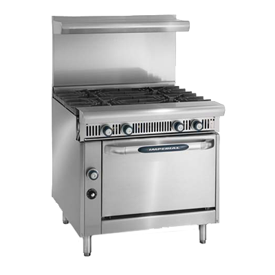 Imperial IHR-4-C Diamond Series Heavy Duty Range, gas, 36", (4) open burners, cast iron grates, convection oven, 1/4 HP, 175,000 BTU, NSF