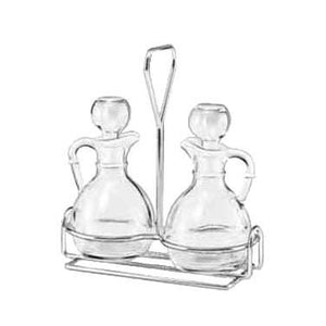 Libbey 80371, 3 Piece Glass Cruet Set With Stoppers & Wire Rack